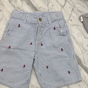 EUC JANIE&JACK Seersucker Embroidered Anchor Shorts. Sz 7 - ADJUSTABLE Waist